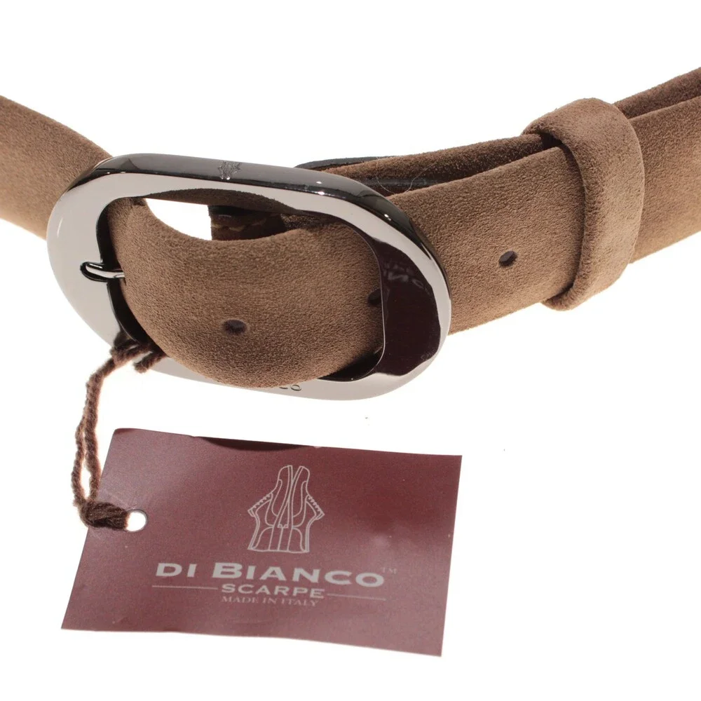 Di Bianco NWT Cut to Size Dress Belt In Solid Brown Suede Leather One Size